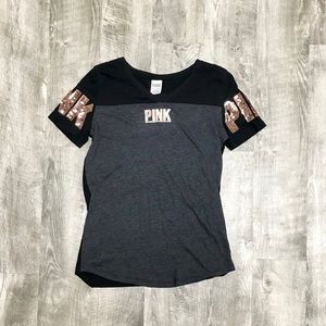 PINK Victoria's Secret Tops - PINK Gray & Black w/Sequence Top PINK Victoria's Secret Tops - PINK Gray & Black w/Sequence Top